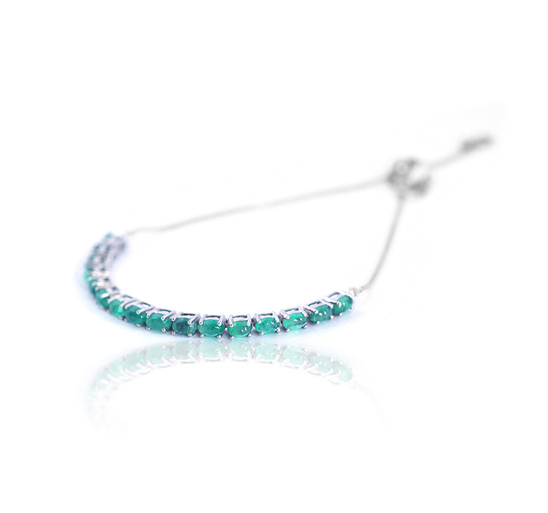 Natural Emerald Bracelet, 925 Sterling Silver, Emerald Tennis Bracelets