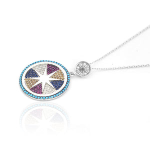 925 STERLING SILVER STAR PENDANT CHAIN NECKLACE RHODIUM PLATED