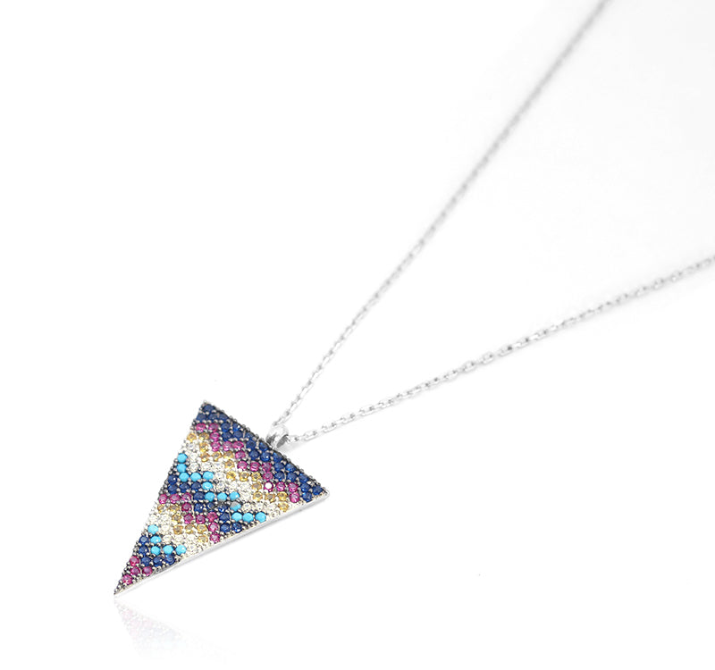 Embellished Triangle Silver Chain