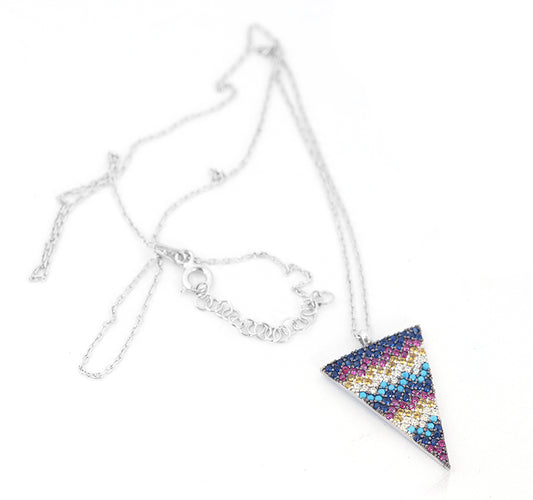 Embellished Triangle Silver Chain