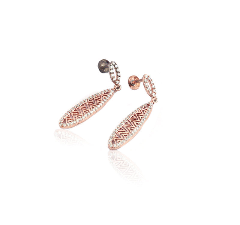 925 Sterling Silver Rose Gold Princess Earring