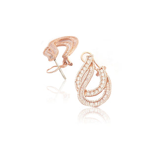 925 Sterling Silver Rose Gold Crescent Affair Earring