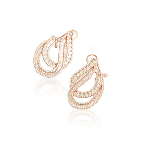 925 Sterling Silver Rose Gold Crescent Affair Earring