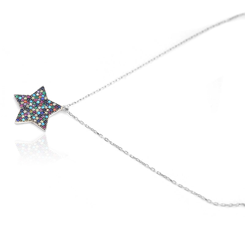 EVIL EYE STERLING SILVER STAR OF DAVID NECKLACE