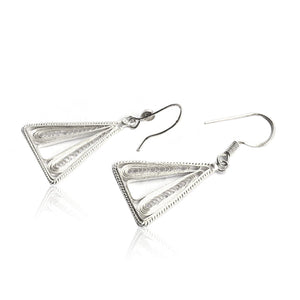 Sterling Silver Cut out Pierced work Shield shape Earrings