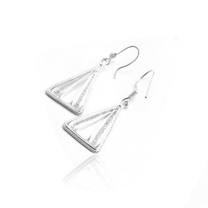 Sterling Silver Cut out Pierced work Shield shape Earrings