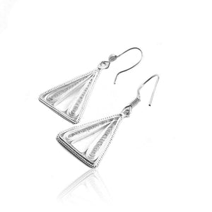 Sterling Silver Cut out Pierced work Shield shape Earrings