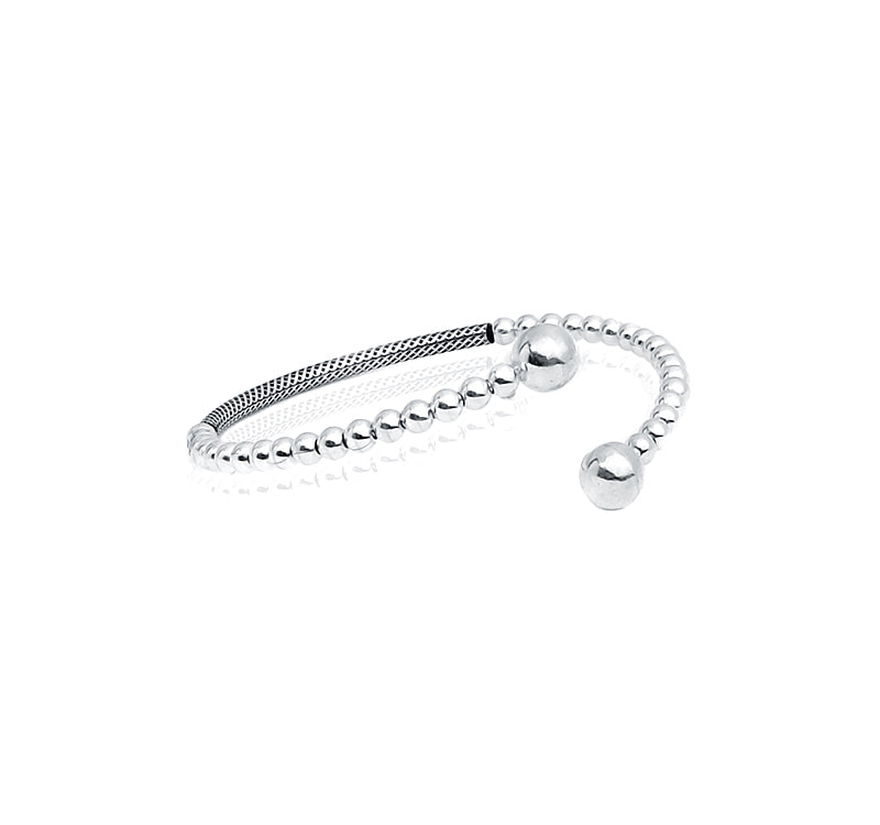 Hope Gems & Jewels 925 Silver oxidised Flexible kada with Round Head