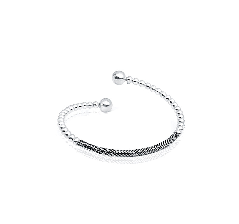 Hope Gems & Jewels 925 Silver oxidised Flexible kada with Round Head