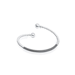 Hope Gems & Jewels 925 Silver oxidised Flexible kada with Round Head