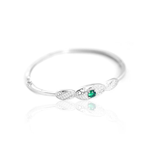 925 Sterling Silver Kada Green Fancy  Silver