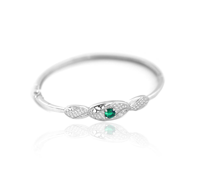 925 Sterling Silver Kada Green Fancy  Silver