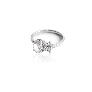 YouBella Jewellery Stylish Silver Plated Solitaire Crystal Ring for Women and Girls