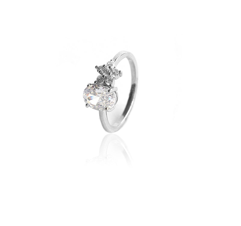 YouBella Jewellery Stylish Silver Plated Solitaire Crystal Ring for Women and Girls