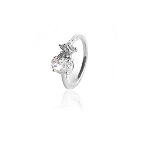 YouBella Jewellery Stylish Silver Plated Solitaire Crystal Ring for Women and Girls