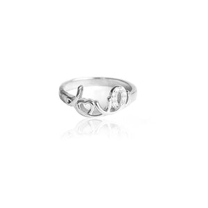 Sterling Silver Heart Ring set with simulated Diamonds