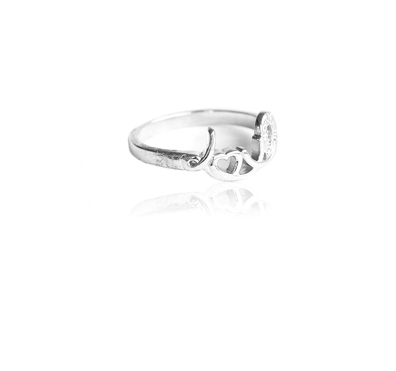 Sterling Silver Heart Ring set with simulated Diamonds