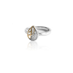 White-Yellow Gold Plated Sterling Silver Ring