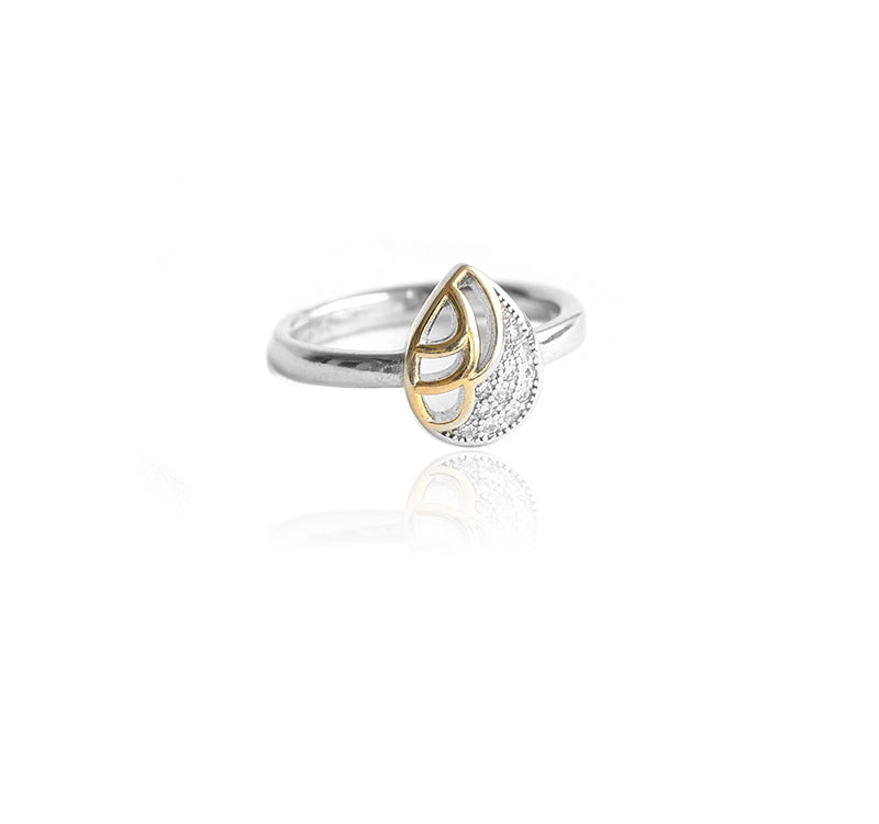 White-Yellow Gold Plated Sterling Silver Ring