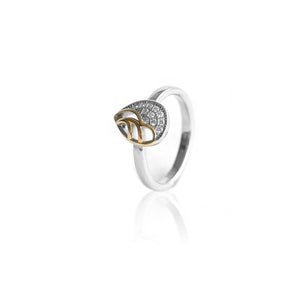 White-Yellow Gold Plated Sterling Silver Ring