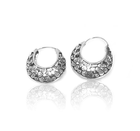 Aradhya Stylish Flower Shaped Silver Oxidized Earring for Women