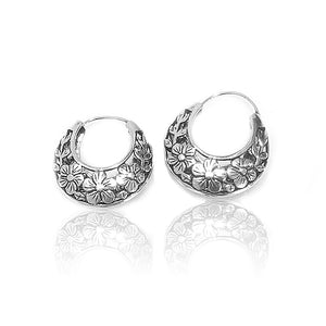 Aradhya Stylish Flower Shaped Silver Oxidized Earring for Women