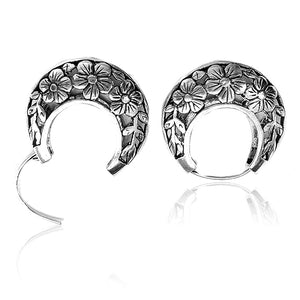 Aradhya Stylish Flower Shaped Silver Oxidized Earring for Women