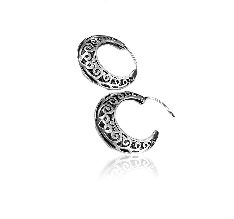 925 Sterling Silver Oxidized Silver Encrusted Danglers Earring