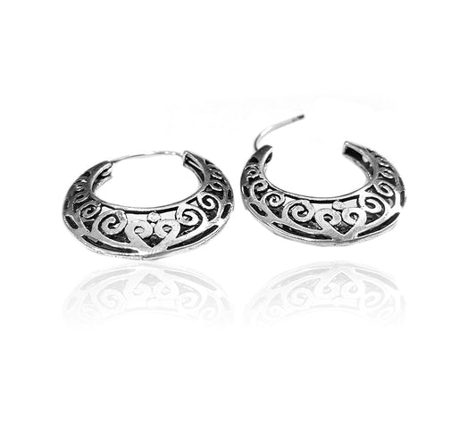 925 Sterling Silver Oxidized Silver Encrusted Danglers Earring