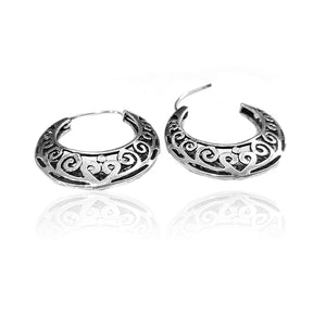 925 Sterling Silver Oxidized Silver Encrusted Danglers Earring