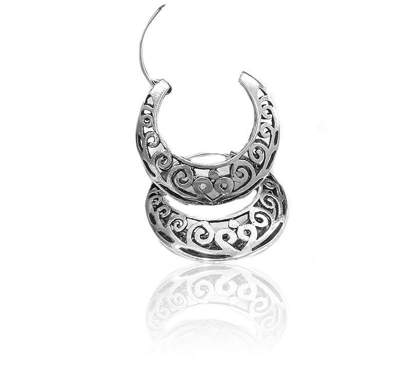 925 Sterling Silver Oxidized Silver Encrusted Danglers Earring