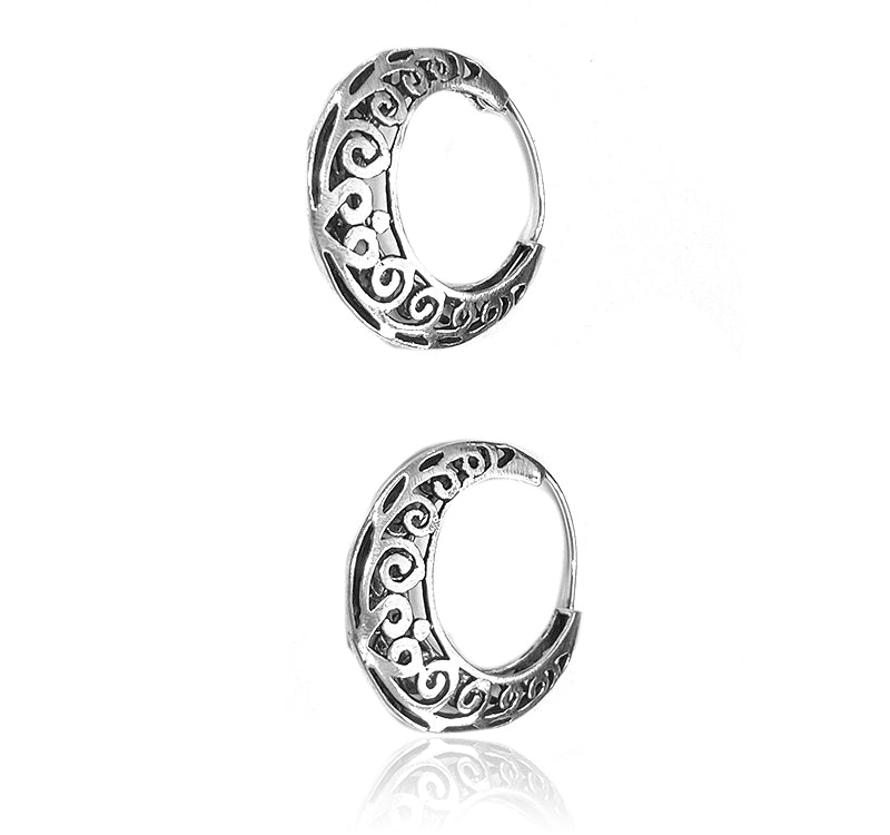 925 Sterling Silver Oxidized Silver Encrusted Danglers Earring