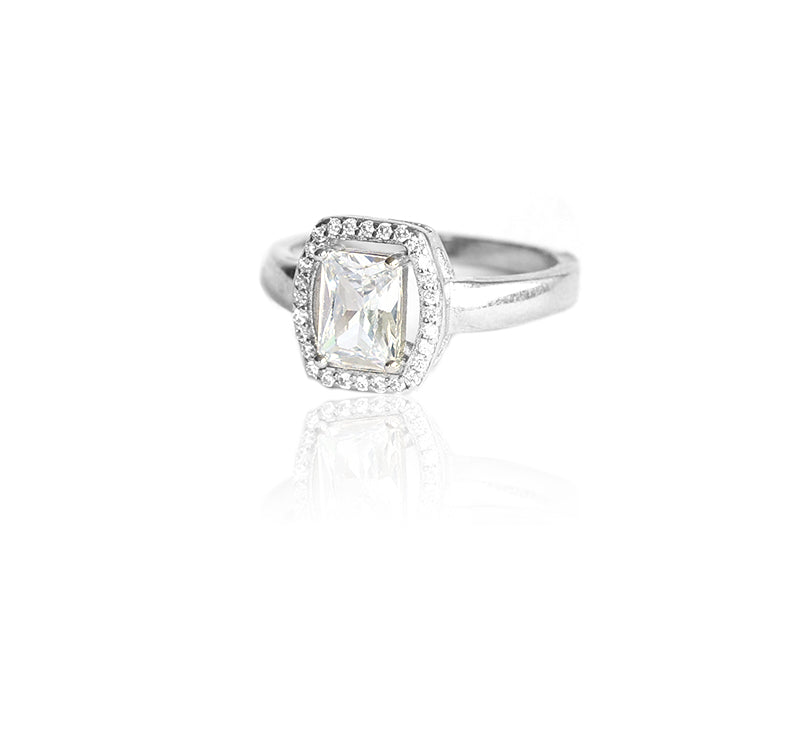 925 Sterling Silver Cubic Zirconia Finger Ring