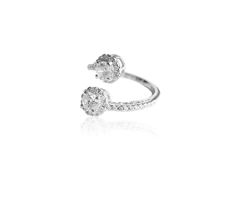 925 Sterling Silver White Zircon Stone Classic Finger Ring