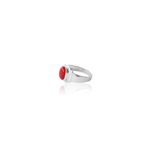 Carter Red Shape Silver Ring