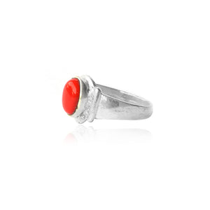 Carter Red Shape Silver Ring