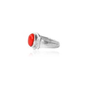 Carter Red Shape Silver Ring