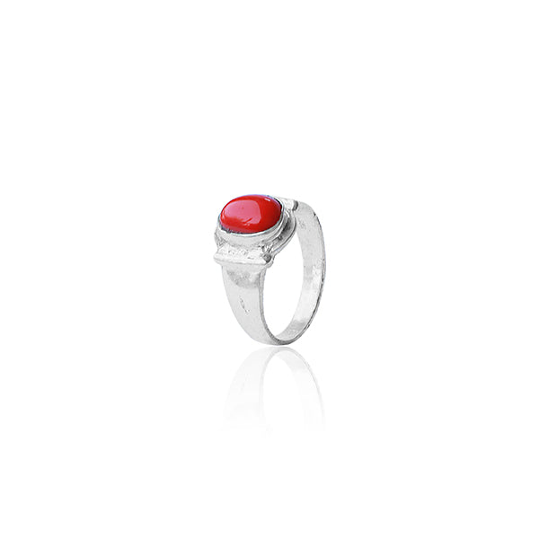 Carter Red Shape Silver Ring