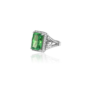 Elena Green Silver Ring