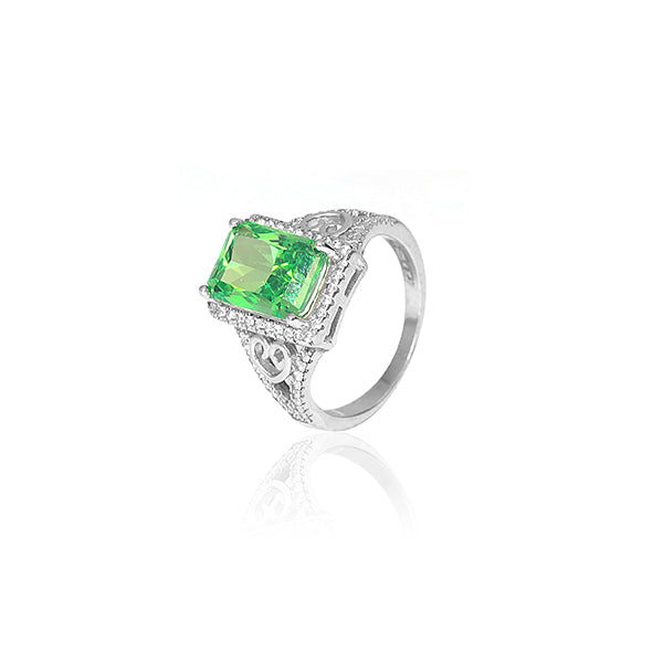 Elena Green Silver Ring