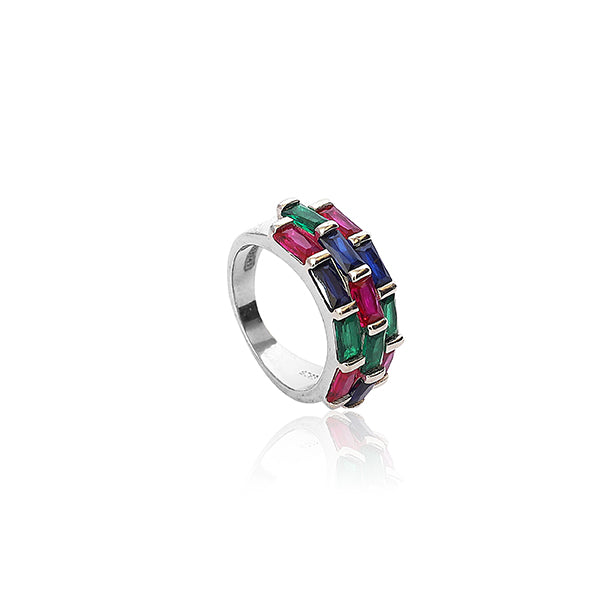 Colourful Eva Silver Ring