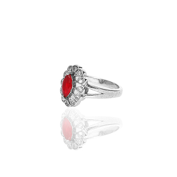 Red Stone Silver Ring