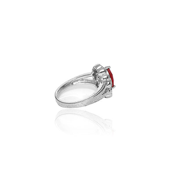 Red Stone Silver Ring