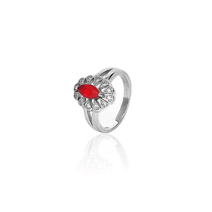 Red Stone Silver Ring