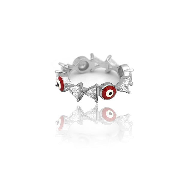 Zaylee Red Triangle  Silver Ring