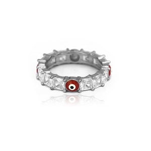 Red White Joy Silver Ring