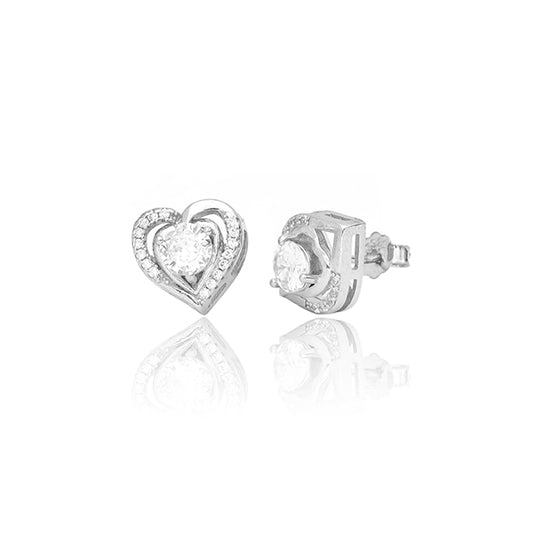 White Heart Shape Silver Earring