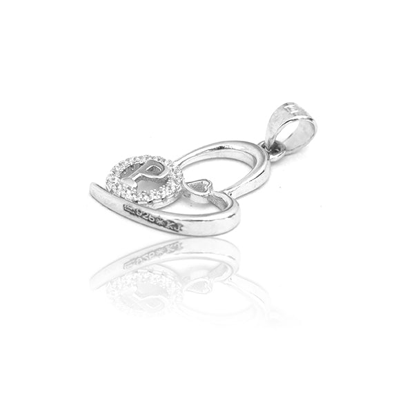 P Shape Heart Silver Pendant