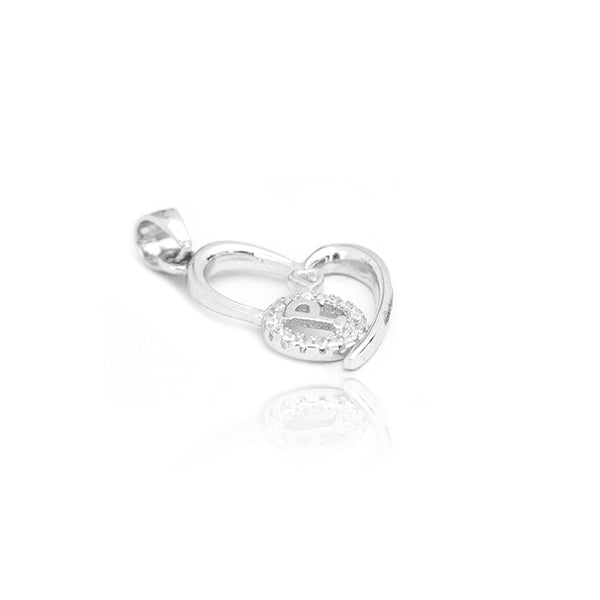 P Shape Heart Silver Pendant