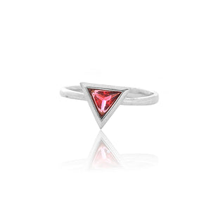 Red Triangle Silver Ring